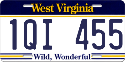 WV license plate 1QI455