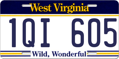 WV license plate 1QI605