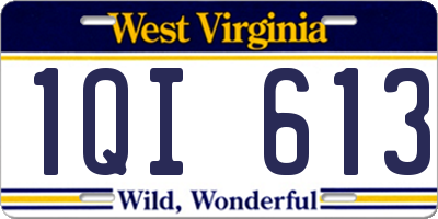 WV license plate 1QI613
