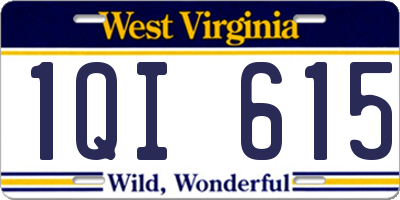 WV license plate 1QI615