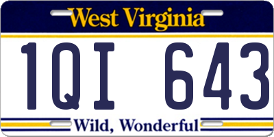 WV license plate 1QI643