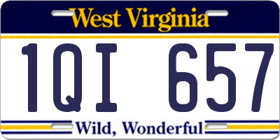 WV license plate 1QI657