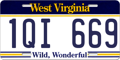 WV license plate 1QI669