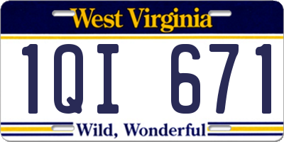 WV license plate 1QI671