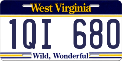 WV license plate 1QI680