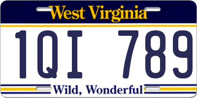 WV license plate 1QI789