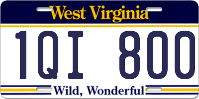 WV license plate 1QI800