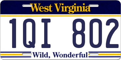 WV license plate 1QI802