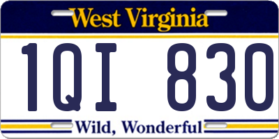WV license plate 1QI830