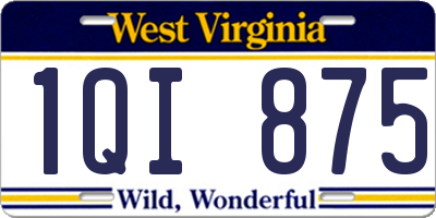 WV license plate 1QI875