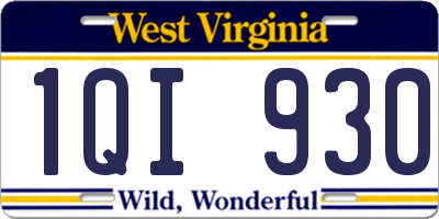 WV license plate 1QI930