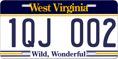 WV license plate 1QJ002