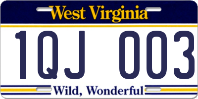 WV license plate 1QJ003