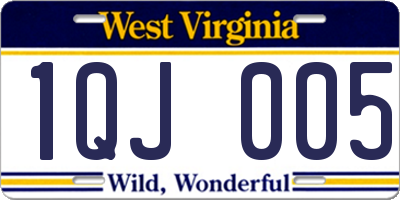 WV license plate 1QJ005