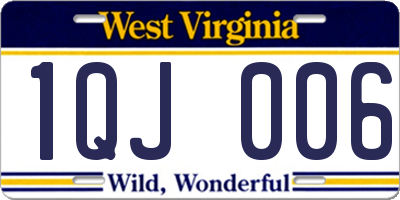 WV license plate 1QJ006