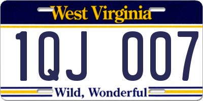 WV license plate 1QJ007
