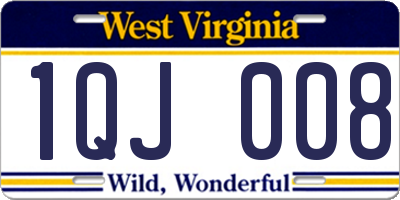 WV license plate 1QJ008