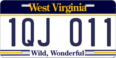 WV license plate 1QJ011