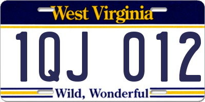 WV license plate 1QJ012