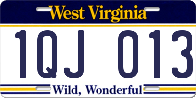 WV license plate 1QJ013