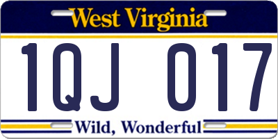 WV license plate 1QJ017