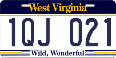 WV license plate 1QJ021