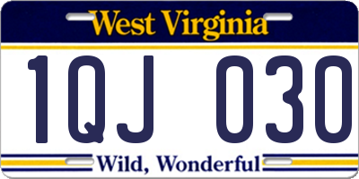 WV license plate 1QJ030