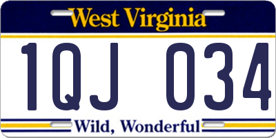 WV license plate 1QJ034