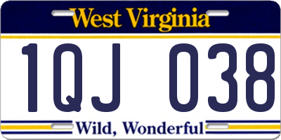 WV license plate 1QJ038