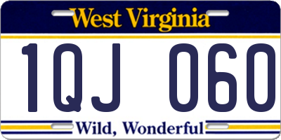WV license plate 1QJ060