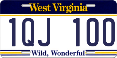 WV license plate 1QJ100