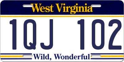 WV license plate 1QJ102