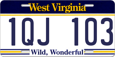 WV license plate 1QJ103