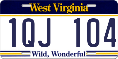 WV license plate 1QJ104