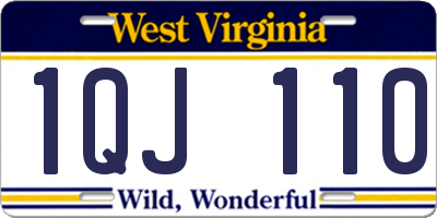 WV license plate 1QJ110