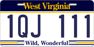 WV license plate 1QJ111