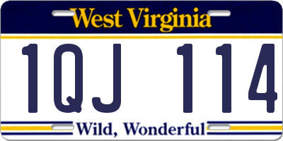 WV license plate 1QJ114