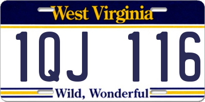 WV license plate 1QJ116