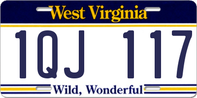 WV license plate 1QJ117