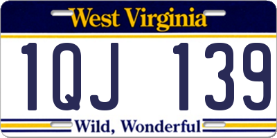WV license plate 1QJ139