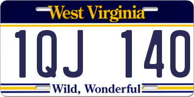WV license plate 1QJ140