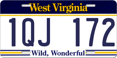 WV license plate 1QJ172