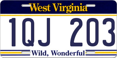 WV license plate 1QJ203