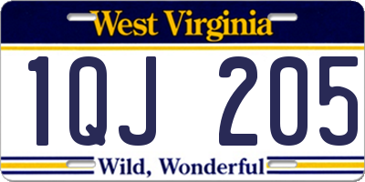 WV license plate 1QJ205