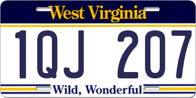 WV license plate 1QJ207