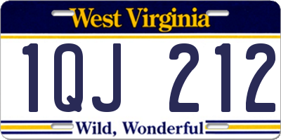 WV license plate 1QJ212