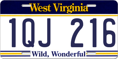 WV license plate 1QJ216