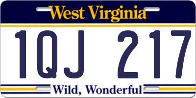 WV license plate 1QJ217