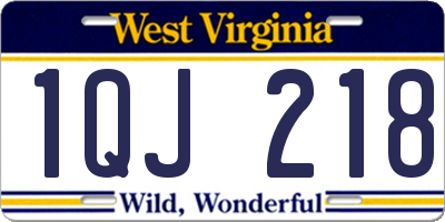 WV license plate 1QJ218
