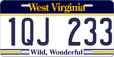 WV license plate 1QJ233